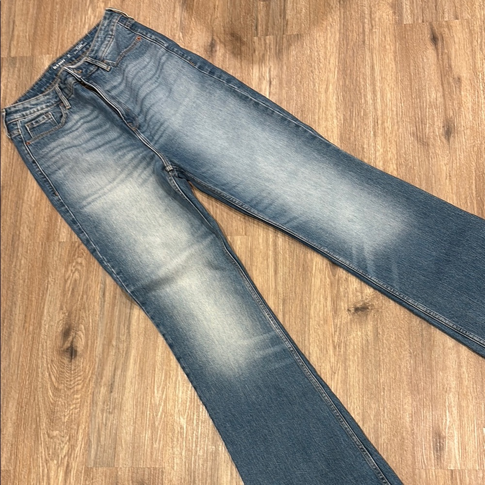 Old Navy Blue Flared Jeans with Distressed Details